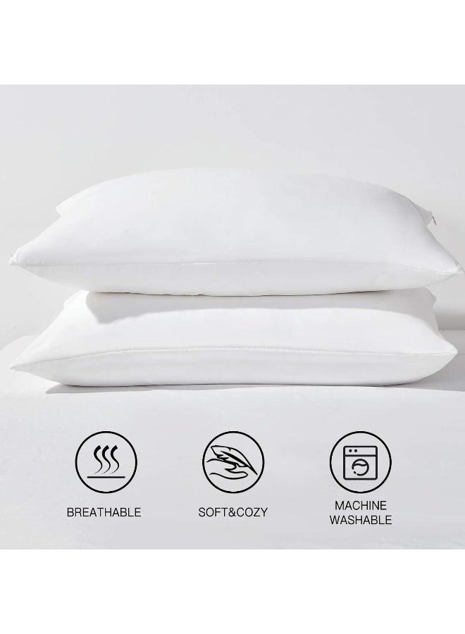 HAPPYMOON Pillowcases with Zipper Queen Size - Zippered Microfiber Pillow Cases for Hair and Skin 2 Pack, Soft Breathable Brushed Pillow Covers Set of 2, 20 X 30 Inches, Navy Blue - Image 3